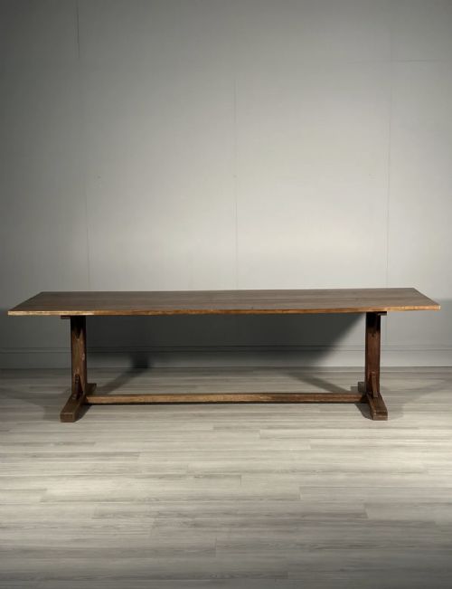 HUGE 9FT ANTIQUE OAK REFECTORY TABLE - ADDITIONAL PHOTO 5