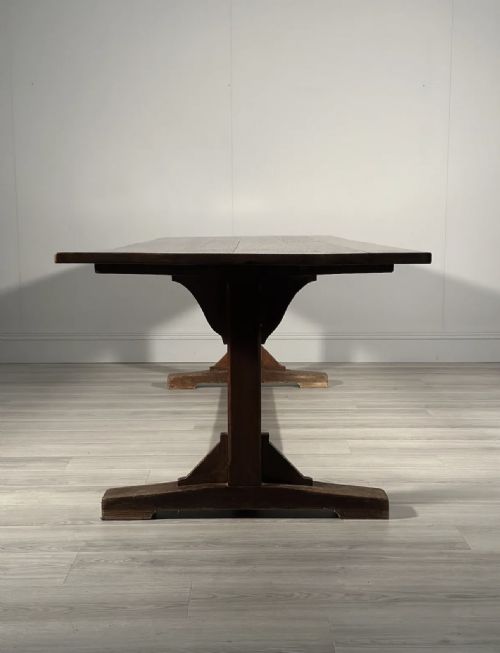 HUGE 9FT ANTIQUE OAK REFECTORY TABLE - ADDITIONAL PHOTO 8