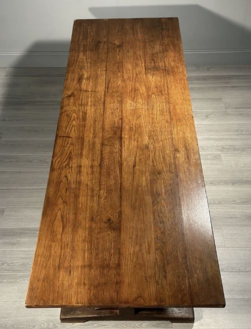 HUGE 9FT ANTIQUE OAK REFECTORY TABLE - ADDITIONAL PHOTO 9