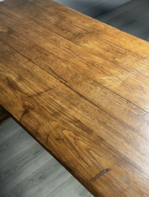 HUGE 9FT ANTIQUE OAK REFECTORY TABLE - ADDITIONAL PHOTO 10