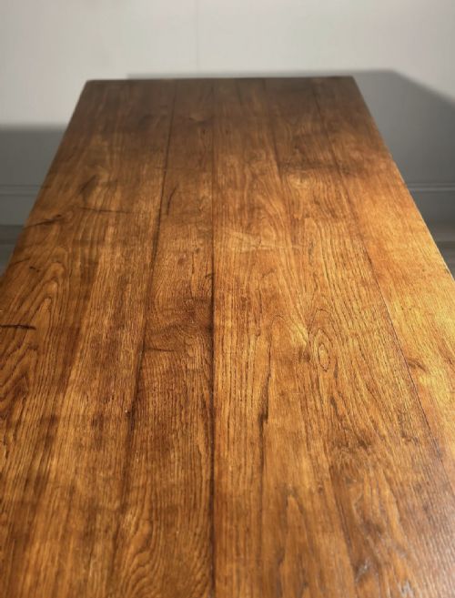 HUGE 9FT ANTIQUE OAK REFECTORY TABLE - ADDITIONAL PHOTO 11