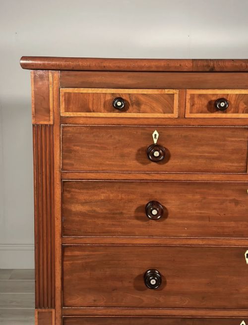 LARGE ANTIQUE MAHOGANY CHEST OF DRAWERS C1840 - ADDITIONAL PHOTO 4