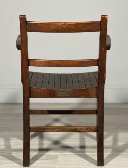 ANTIQUE HMOW OAK DESK CHAIR C1930 - ADDITIONAL PHOTO 4