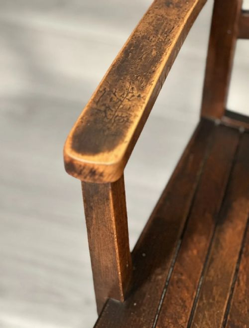 ANTIQUE HMOW OAK DESK CHAIR C1930 - ADDITIONAL PHOTO 6