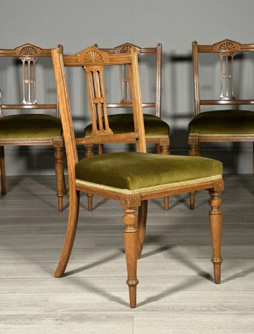 a set of 4 satin walnut aesthetic movement dining chairs c1900 - CATEGORY: ANTIQUE CHAIRS - DATED 1900