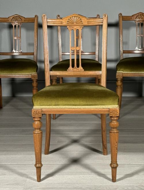 A SET OF 4 SATIN WALNUT AESTHETIC MOVEMENT DINING CHAIRS C1900 - ADDITIONAL PHOTO 1