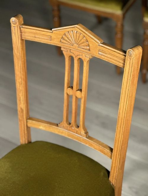 A SET OF 4 SATIN WALNUT AESTHETIC MOVEMENT DINING CHAIRS C1900 - ADDITIONAL PHOTO 5