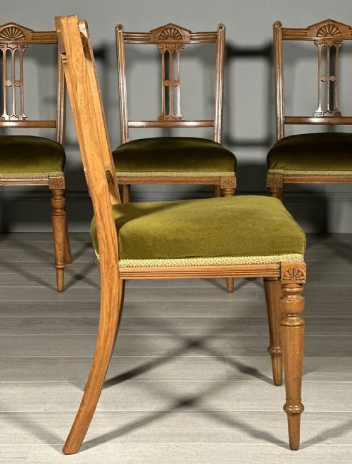 A SET OF 4 SATIN WALNUT AESTHETIC MOVEMENT DINING CHAIRS C1900 - ADDITIONAL PHOTO 6