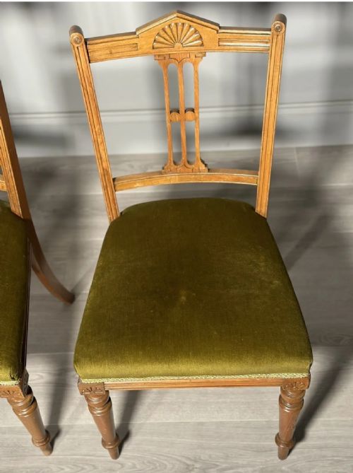 A SET OF 4 SATIN WALNUT AESTHETIC MOVEMENT DINING CHAIRS C1900 - ADDITIONAL PHOTO 8