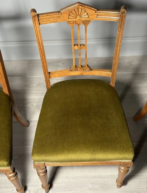 A SET OF 4 SATIN WALNUT AESTHETIC MOVEMENT DINING CHAIRS C1900 - ADDITIONAL PHOTO 9