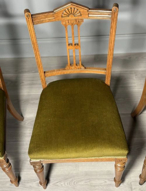 A SET OF 4 SATIN WALNUT AESTHETIC MOVEMENT DINING CHAIRS C1900 - ADDITIONAL PHOTO 10