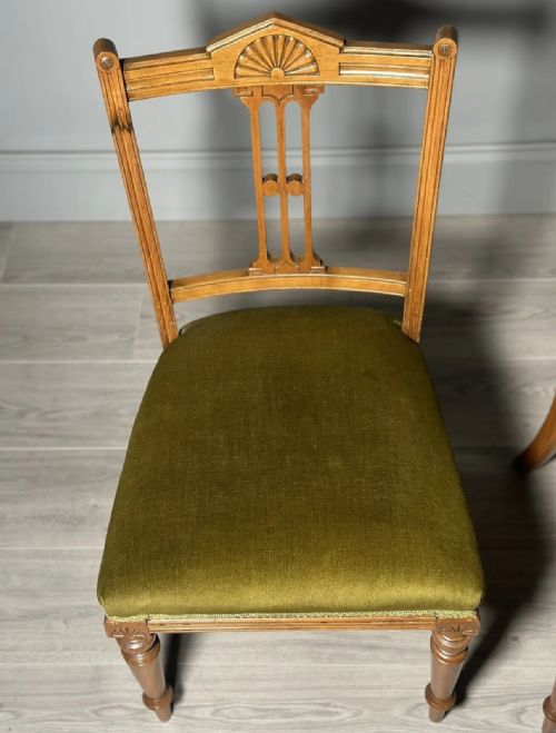 A SET OF 4 SATIN WALNUT AESTHETIC MOVEMENT DINING CHAIRS C1900 - ADDITIONAL PHOTO 11