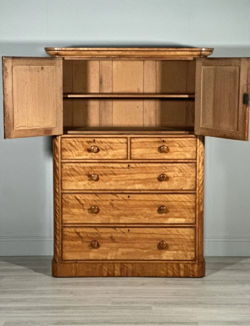 19TH CENTURY SATIN BIRCH HOUSEKEEPERS CUPBOARD - ADDITIONAL PHOTO 1