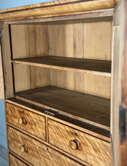 19TH CENTURY SATIN BIRCH HOUSEKEEPERS CUPBOARD - ADDITIONAL PHOTO 2