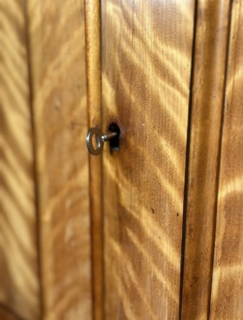 19TH CENTURY SATIN BIRCH HOUSEKEEPERS CUPBOARD - ADDITIONAL PHOTO 5
