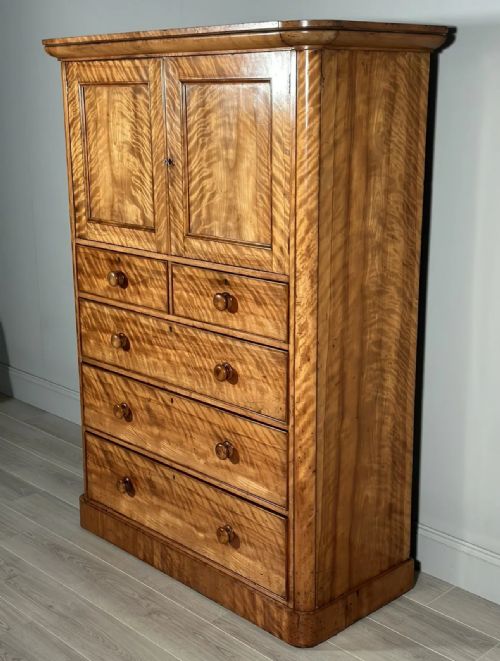 19TH CENTURY SATIN BIRCH HOUSEKEEPERS CUPBOARD - ADDITIONAL PHOTO 7