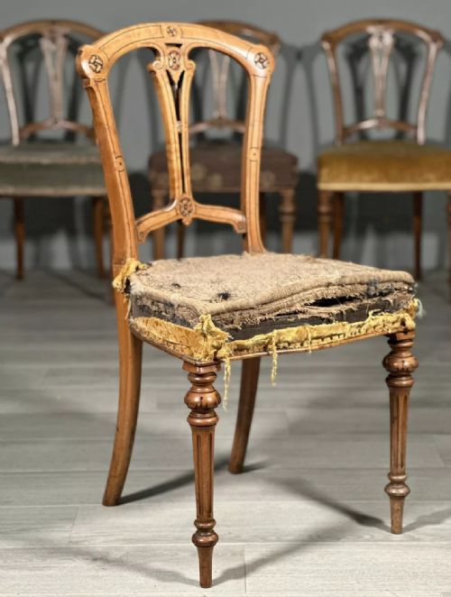 set of 4 19th century birds eye maple aesthetic movement dining chairs c1870 - CATEGORY: ANTIQUE CHAIRS - DATED 19TH CENTURY