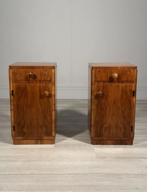 BURR WALNUT ART DECO BEDSIDE CABINETS - ADDITIONAL PHOTO 1
