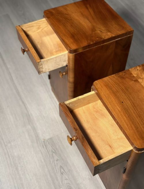BURR WALNUT ART DECO BEDSIDE CABINETS - ADDITIONAL PHOTO 4