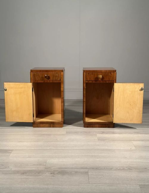 BURR WALNUT ART DECO BEDSIDE CABINETS - ADDITIONAL PHOTO 5