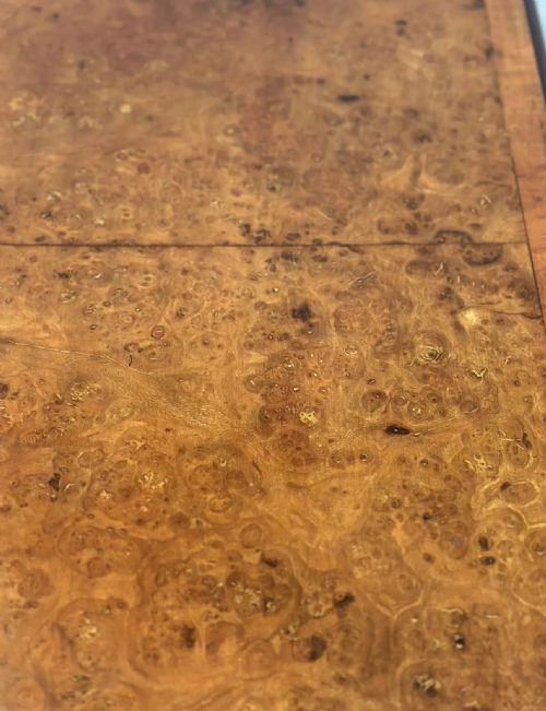 ANTIQUE BURR WALNUT DEMI LUNE GAMES TABLE - ADDITIONAL PHOTO 7