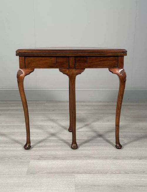 ANTIQUE BURR WALNUT DEMI LUNE GAMES TABLE - ADDITIONAL PHOTO 8
