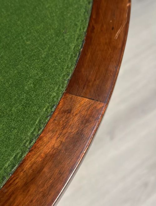 ANTIQUE BURR WALNUT DEMI LUNE GAMES TABLE - ADDITIONAL PHOTO 12