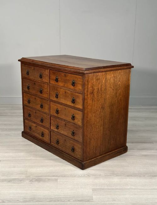 large bank of oak drawers c1880 - CATEGORY: ANTIQUE CHEST OF DRAWERS - DATED VICTORIAN