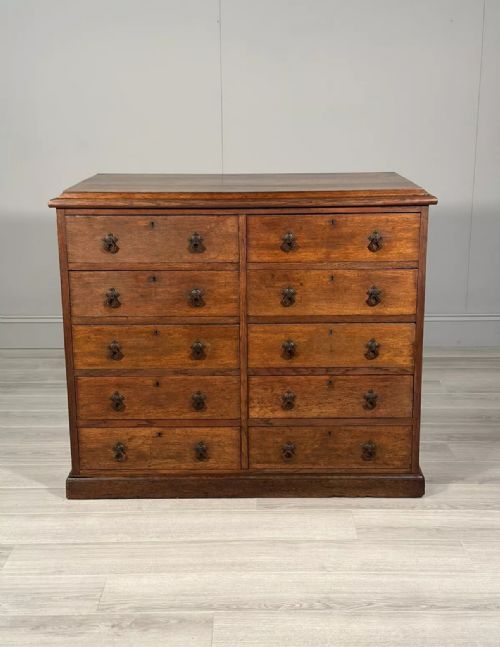 LARGE BANK OF OAK DRAWERS C1880 - ADDITIONAL PHOTO 1