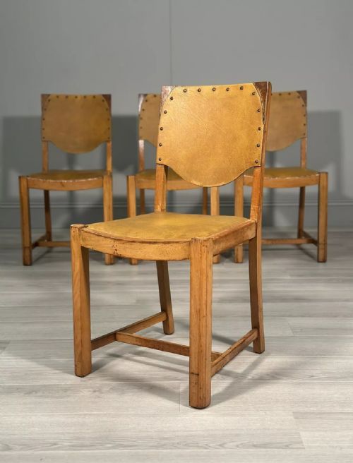 a set of 4 golden oak art deco dining chairs by gnorman - CATEGORY: ANTIQUE CHAIRS - DATED 1930