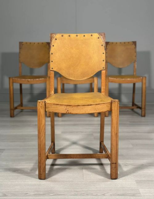 A SET OF 4 GOLDEN OAK ART DECO DINING CHAIRS BY GNORMAN - ADDITIONAL PHOTO 2
