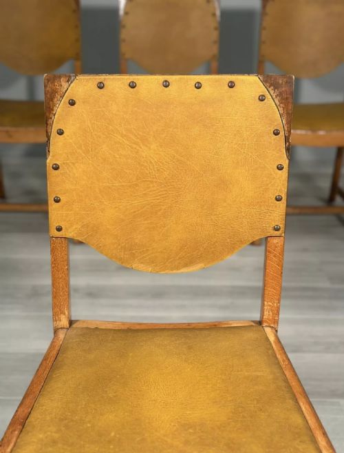 A SET OF 4 GOLDEN OAK ART DECO DINING CHAIRS BY GNORMAN - ADDITIONAL PHOTO 3