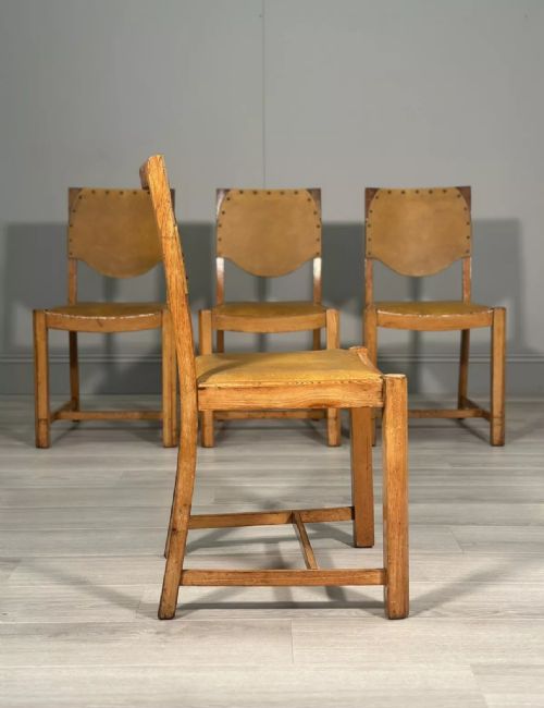 A SET OF 4 GOLDEN OAK ART DECO DINING CHAIRS BY GNORMAN - ADDITIONAL PHOTO 4