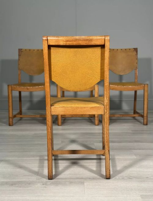 A SET OF 4 GOLDEN OAK ART DECO DINING CHAIRS BY GNORMAN - ADDITIONAL PHOTO 5