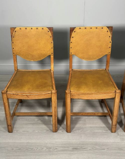 A SET OF 4 GOLDEN OAK ART DECO DINING CHAIRS BY GNORMAN - ADDITIONAL PHOTO 6