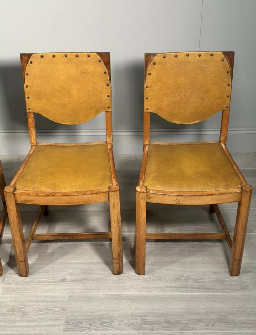 A SET OF 4 GOLDEN OAK ART DECO DINING CHAIRS BY GNORMAN - ADDITIONAL PHOTO 7