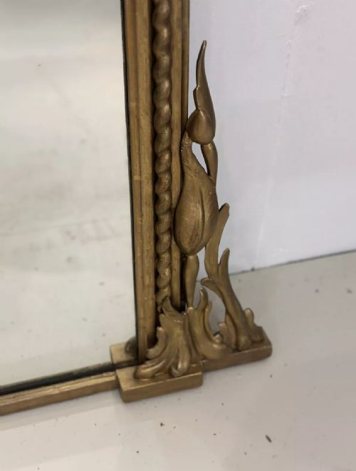 LARGE ANTIQUE ENGLISH GILT OVERMANTLE MIRROR C1850 - ADDITIONAL PHOTO 7