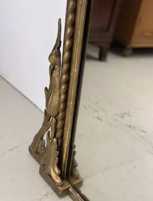 LARGE ANTIQUE ENGLISH GILT OVERMANTLE MIRROR C1850 - ADDITIONAL PHOTO 9