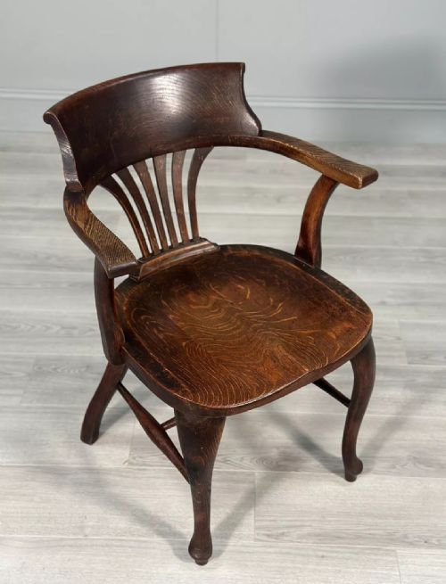 ANTIQUE OAK DESK CHAIR C1920 - ADDITIONAL PHOTO 1