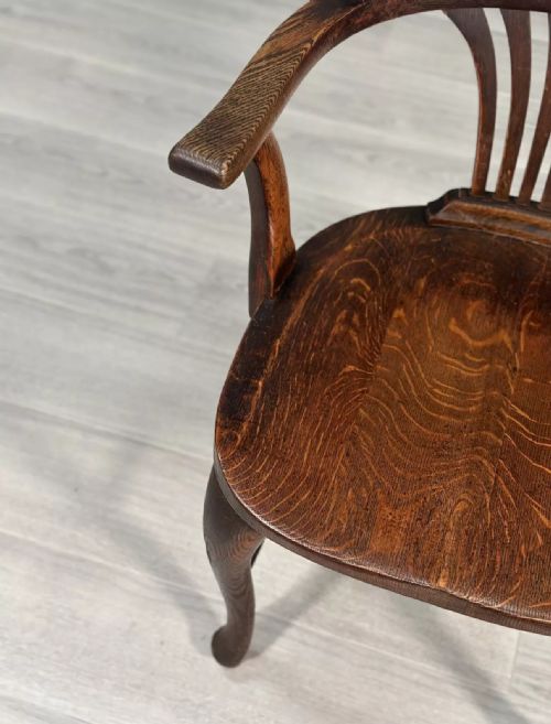ANTIQUE OAK DESK CHAIR C1920 - ADDITIONAL PHOTO 2