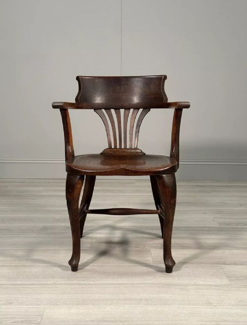 ANTIQUE OAK DESK CHAIR C1920 - ADDITIONAL PHOTO 3