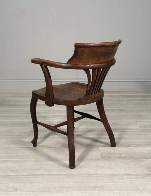 ANTIQUE OAK DESK CHAIR C1920 - ADDITIONAL PHOTO 5