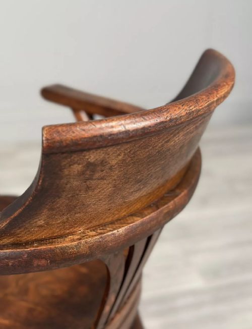 ANTIQUE OAK DESK CHAIR C1920 - ADDITIONAL PHOTO 7