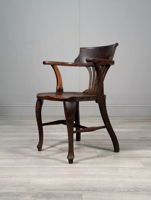 ANTIQUE OAK DESK CHAIR C1920 - ADDITIONAL PHOTO 9