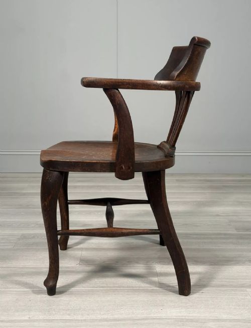 ANTIQUE OAK DESK CHAIR C1920 - ADDITIONAL PHOTO 10