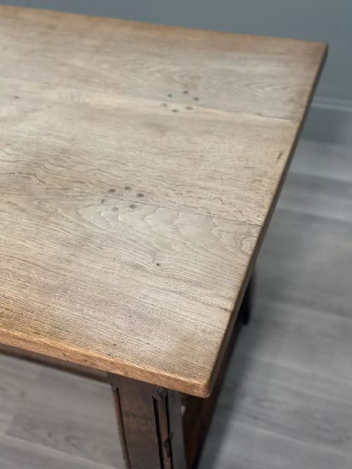 LARGE ANTIQUE OAK DINING TABLE - ADDITIONAL PHOTO 5