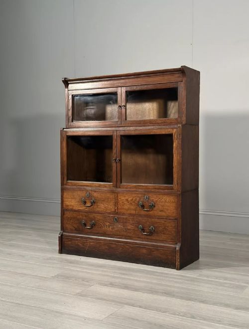small oak barristers bookcase c1910 - CATEGORY: ANTIQUE BOOKCASES - DATED 1910