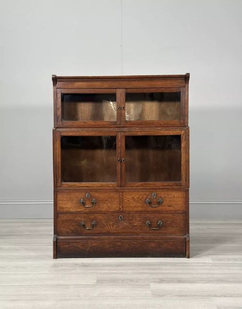 SMALL OAK BARRISTERS BOOKCASE C1910 - ADDITIONAL PHOTO 1