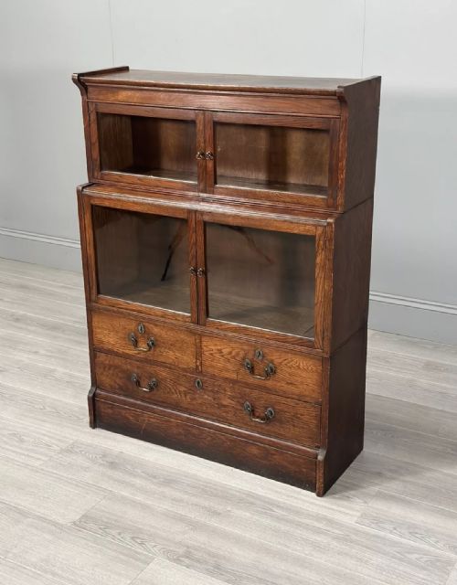 SMALL OAK BARRISTERS BOOKCASE C1910 - ADDITIONAL PHOTO 2