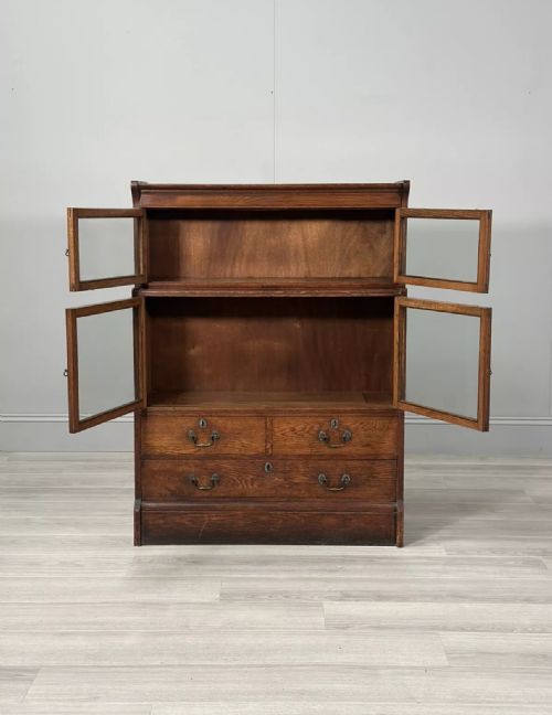 SMALL OAK BARRISTERS BOOKCASE C1910 - ADDITIONAL PHOTO 4
